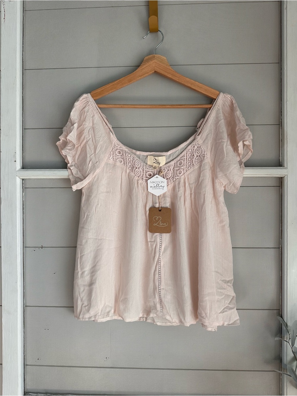Love Brand Blush Pink Lace Trimmed Top - Picture 2 of 8